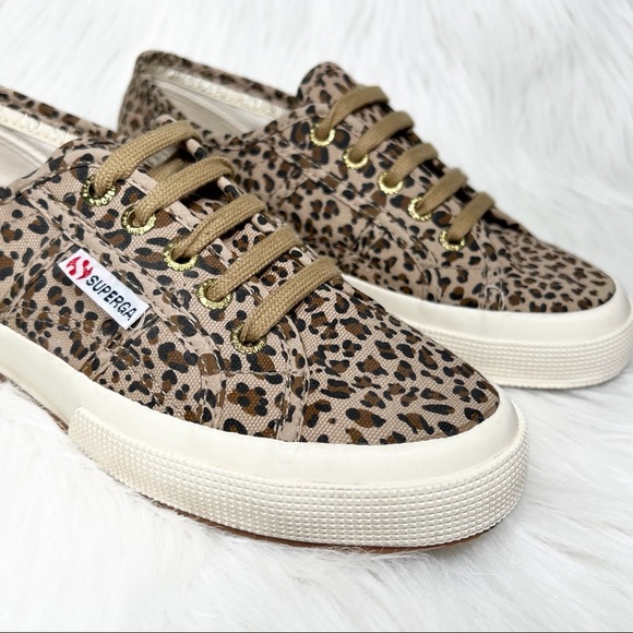 Superga Leopard Print Brown Low Top Lace Up Chunky Canvas Sneakers 37 - Picture 4 of 10